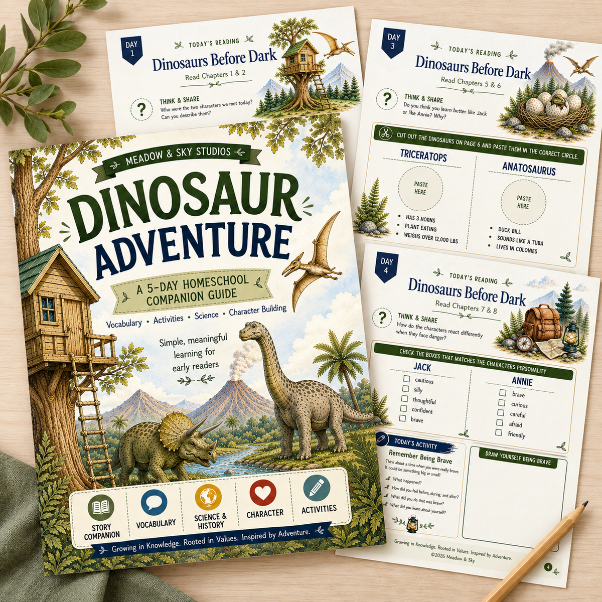 Reading Companion for Dinosaurs Before Dark | 5-Day Activity Guide | PDF Download