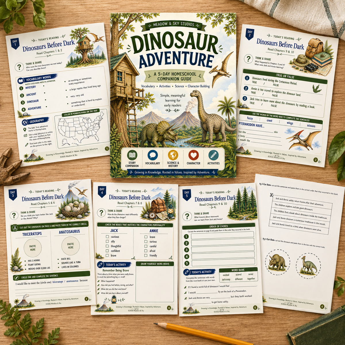 Reading Companion for Dinosaurs Before Dark | 5-Day Activity Guide | PDF Download