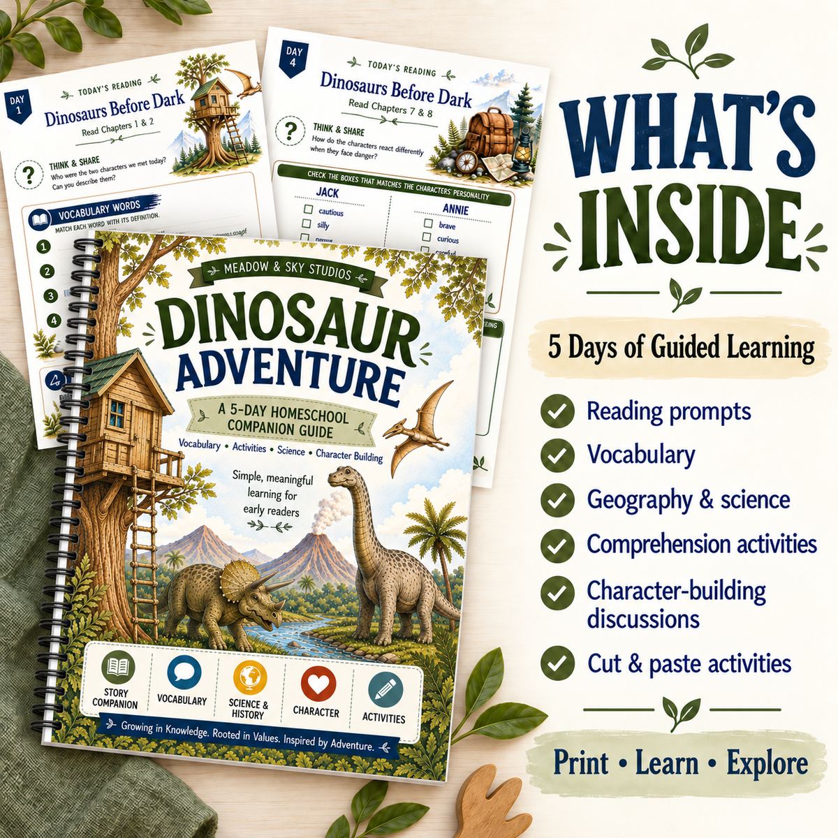 Reading Companion for Dinosaurs Before Dark | 5-Day Activity Guide | PDF Download