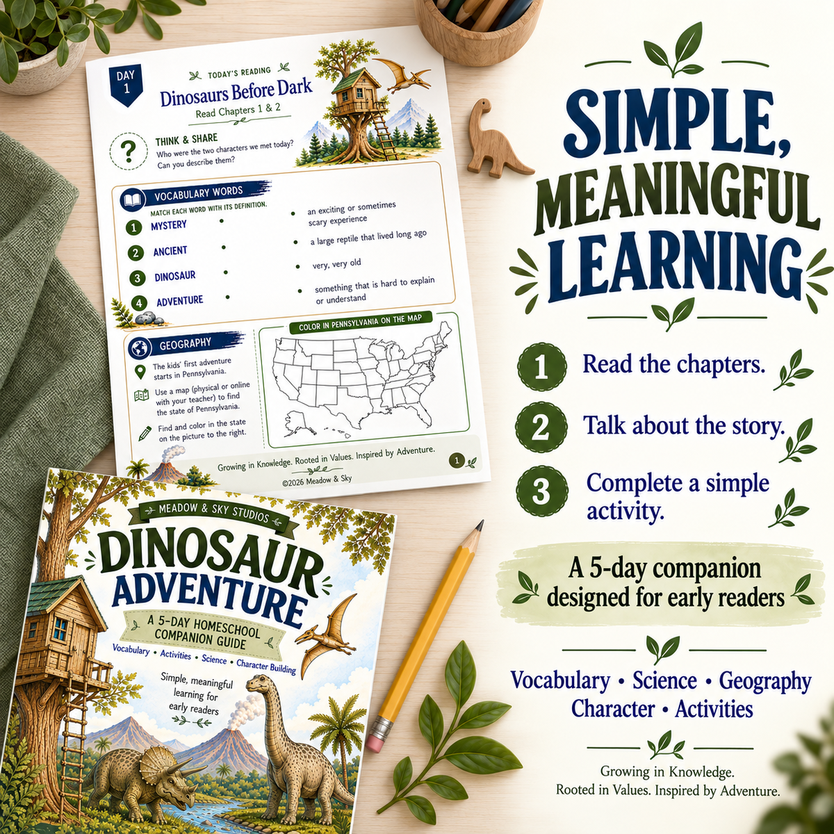 Reading Companion for Dinosaurs Before Dark | 5-Day Activity Guide | PDF Download